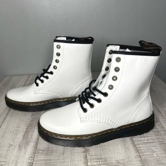 Dr. Martens Zavala Womens White Leather Combat Boots Size 7 US / 6 UK - Picture 9 of 12